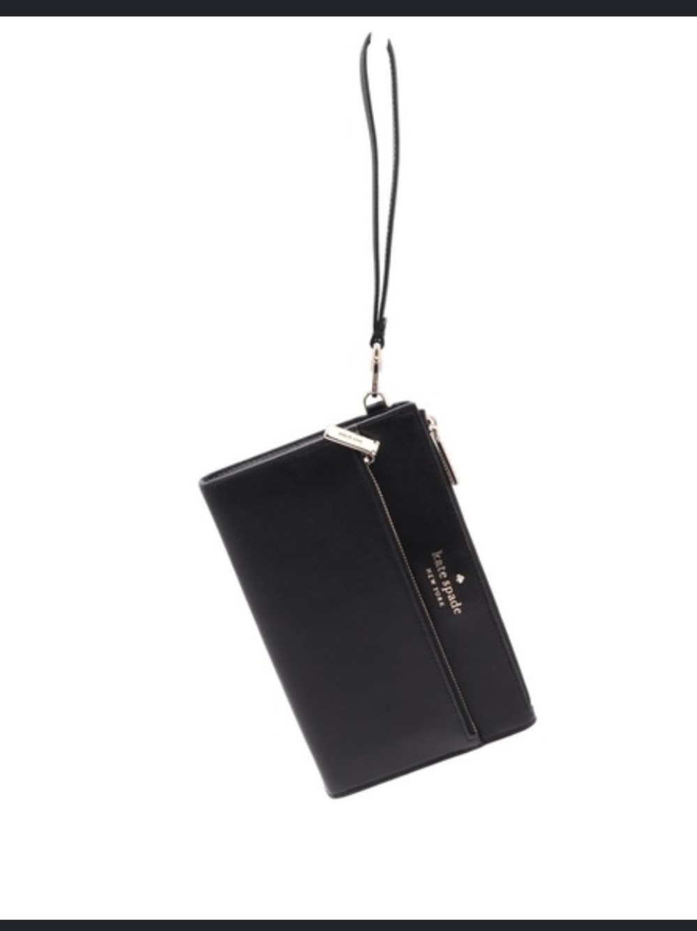 kate spade Black Saffiano Wristlet with Gold Hardware